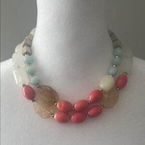 Ann Taylor LOFT two-strand multi-color statement necklace